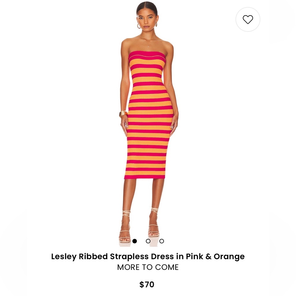 NWOT Lesley Ribbed Strapless Dress in Pink & Orange